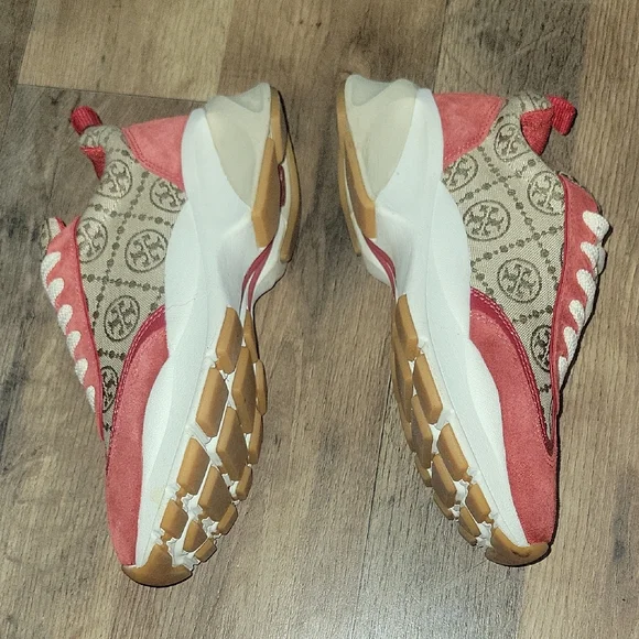 Tory Burch Red and Beige Patterned Sneakers - Picture 9 of 10